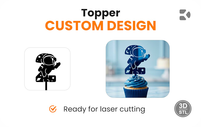 design custom cake topper for laser cutting