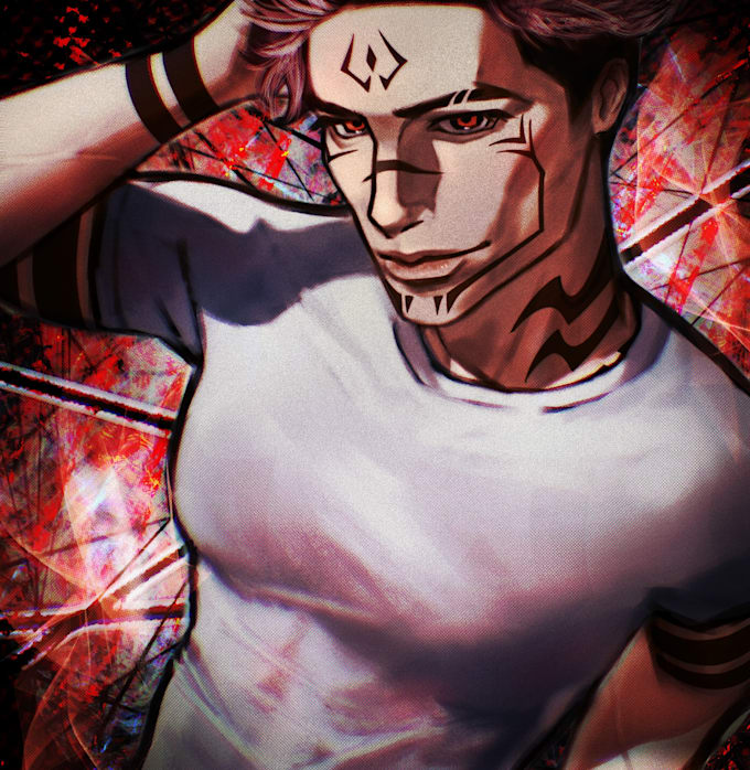 draw semi realistic or anime bust up character illustration
