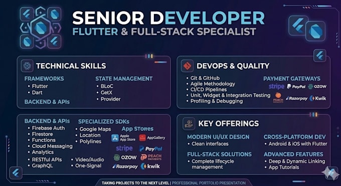 develop a professional flutter mobile app for android,  IOS