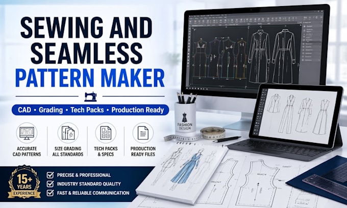 create clothing sewing patterns with grading and seamless pattern design