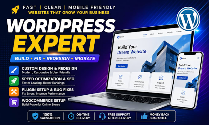 be wordpress developer, design wordpress custom wordpress and migrate wordpress