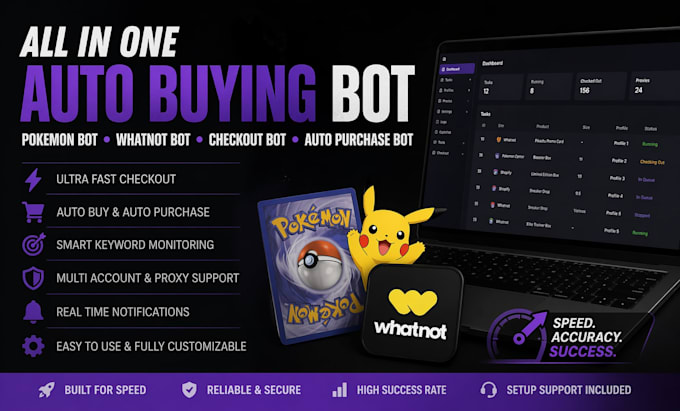 code pokemon bot, auto purchase bot, checkout bot, auto buying bot, whatnot bot