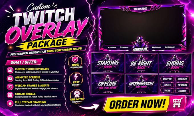 design twitch overlay and animated twitch overlay