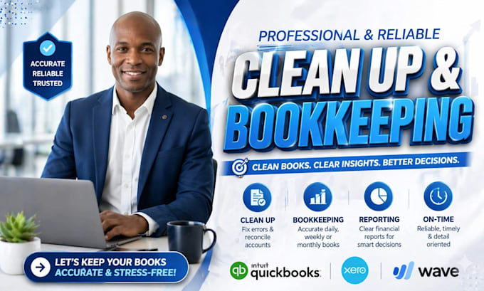 Do setup, clean up, and bookkeeping in quickbooks online, xero, wave ...