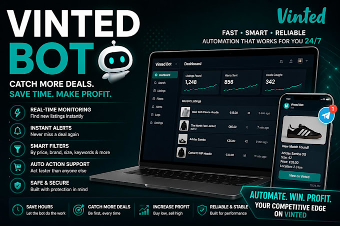 build discord vinted bot, vinted label bot, auto listing bot, alert bot