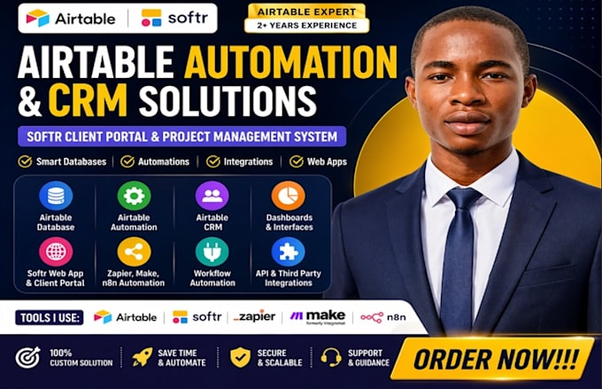 build airtable crm, airtable automation workflows softr client portal system