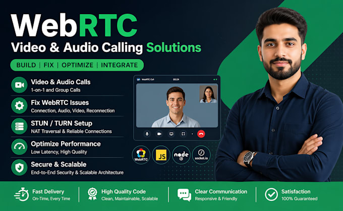 fix,optimize or build your webrtc video or audio calling app