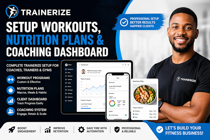 set up trainerize workouts, nutrition plans and coaching dashboard