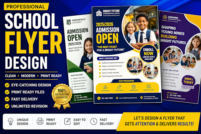 design a professional school flyer or admission flyer