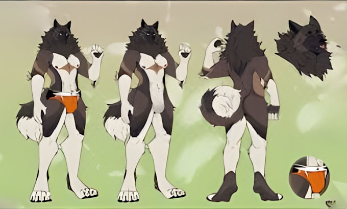 Draw furry ref sheet anthro character design reference sheet fursona ...