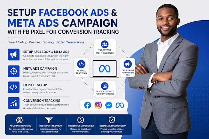 setup facebook ads, meta ads campaign and fb pixel for conversion tracking