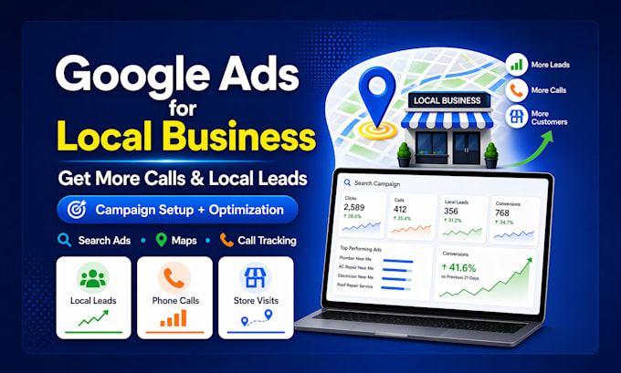 setup, manage and optimize google ads for local business, ppc lead campaign