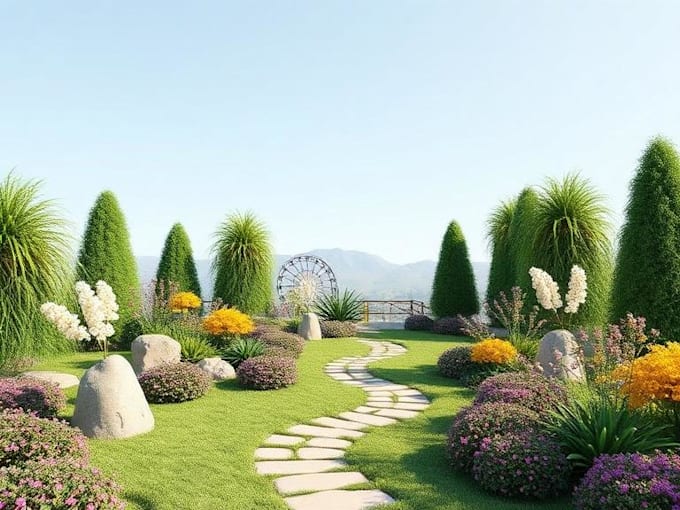 create garden or landscape 3d rendering