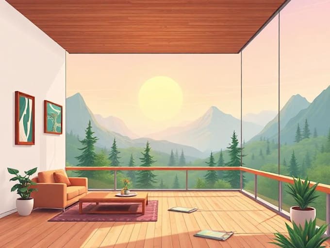 draw landscape, interior, exterior background nft animation
