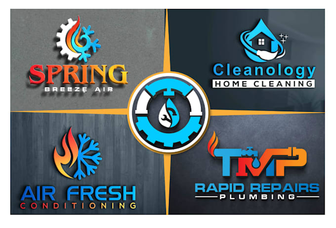 design a professional plumbing, hvac and cleaning logo