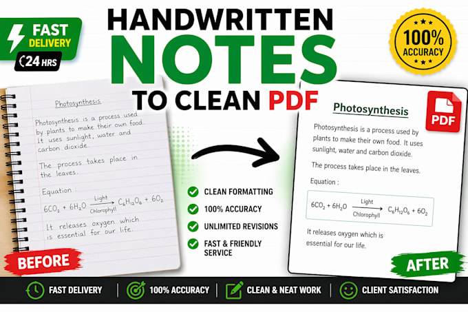 convert handwritten notes into clean PDF or word