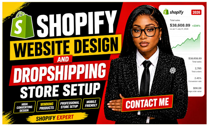 do shopify store design and redesign dropshipping website development or seo