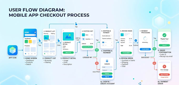 design UI UX with proper user flow