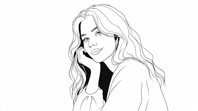 draw simple cartoon line art illustration