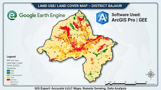 gis mapping, remote sensing analysis using google earth engine and arcgis pro