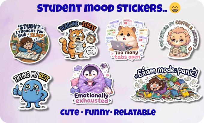 design cute relatable student stickers