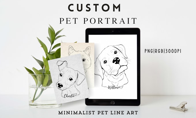draw custom minimalist pet line art