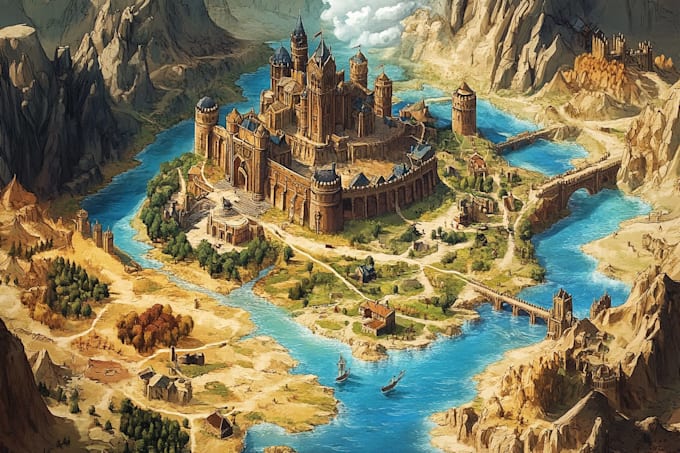 make fantasy map illustration , novels and games