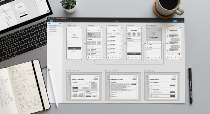 create UI UX wireframes in figma