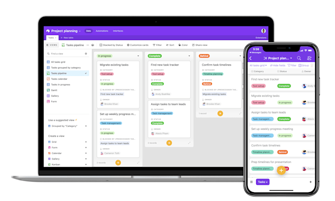 setup airtable softr website, client portal database design and automation