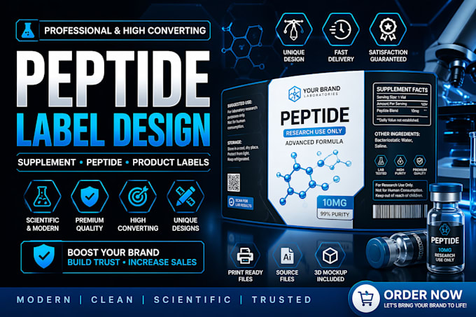 design peptide and supplement product label design
