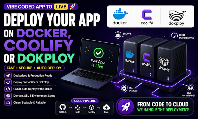 deploy your vibe coded app on docker, coolify or dokploy with ci cd