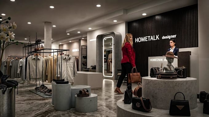 design luxury clothing store interior,retail store,modern store layout,3d render