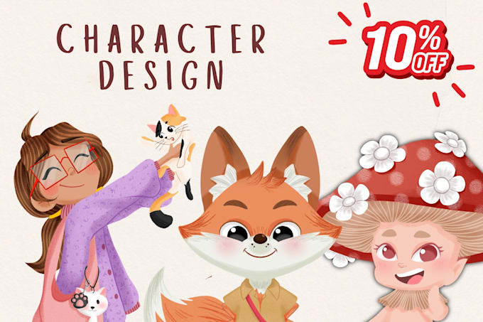 draw kids character design for children book illustration