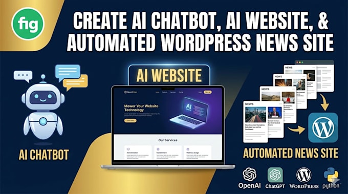 create ai chatbot, ai website, and automated wordpress news website