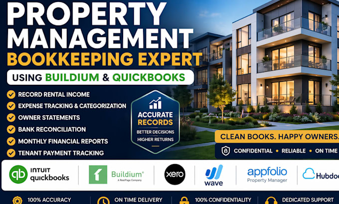 do property management bookkeeping using buildium and quickbooks and appfolio