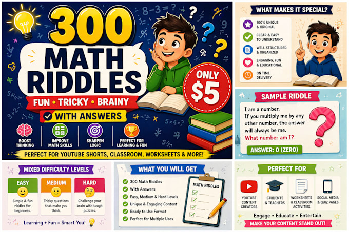 create math riddles and logic puzzles for viral content