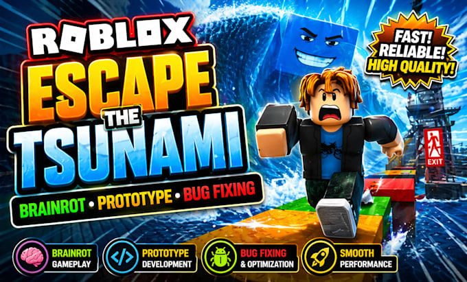 develop roblox escape the tsunami for brainrot, prototype and bug fixing game