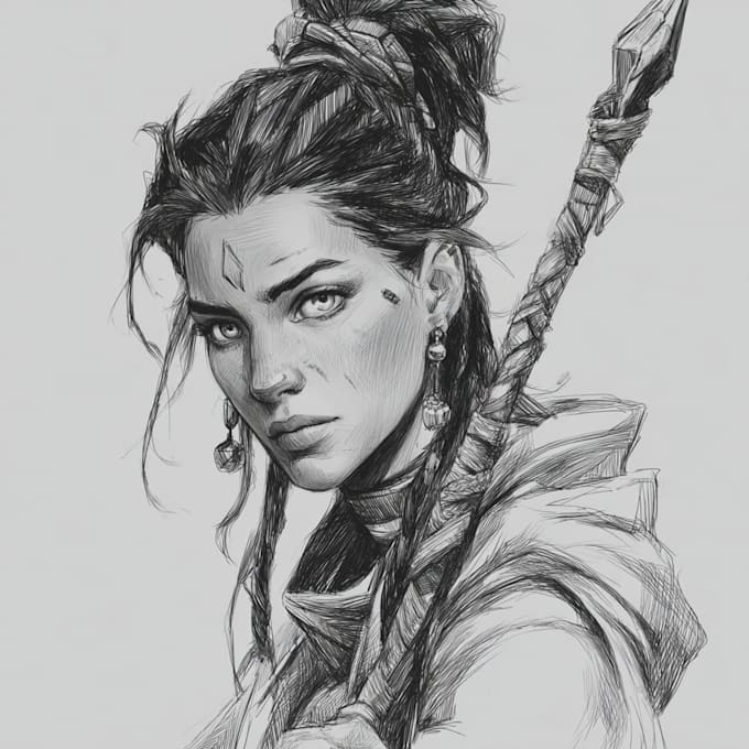 Draw dnd character art fantasy character sketch by Jedidsiah | Fiverr