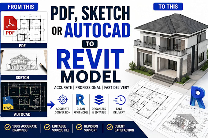 convert PDF, sketch or autocad into revit model