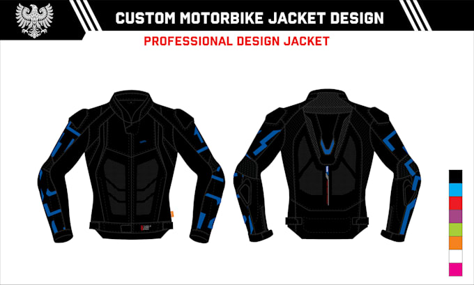 create a motor bike jacket design and tech pack