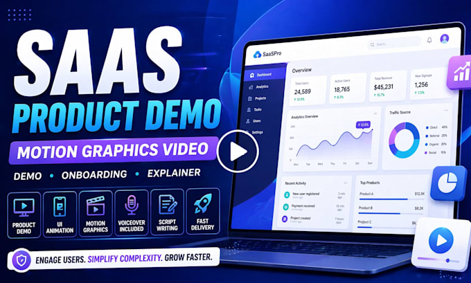 create saas product demo video with motion graphics and UI animation