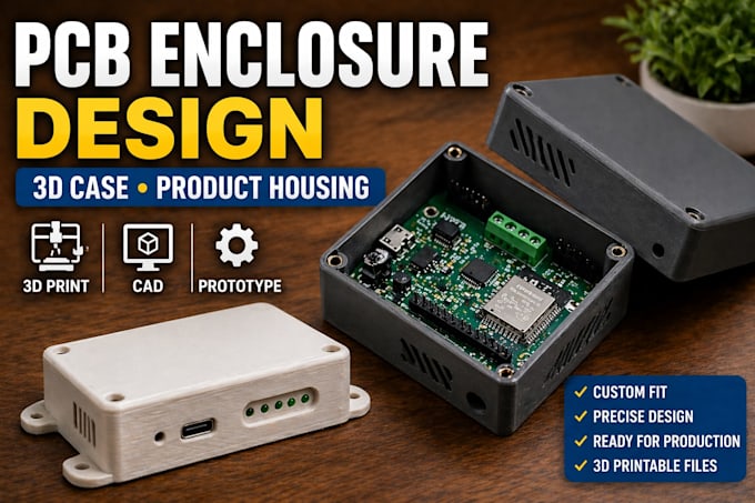 design custom pcb enclosure, 3d product case, electronics enclosure and 3d model