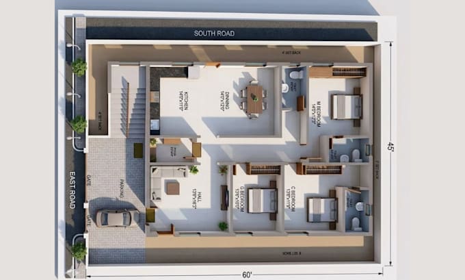 do autocad 2d floor plan, 3d floor plan design and architectural 3d rendering