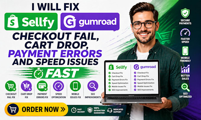 do sellfy gumroad checkout fail, cart drop, payment errors and speed issues fast