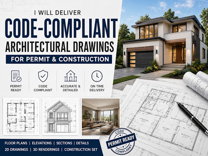 Fournir un dessin architectural conforme au code pour permis et ...