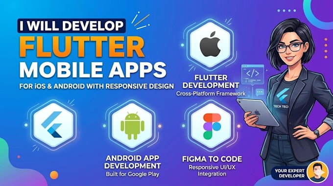 build custom flutter mobile app, android and ios app development