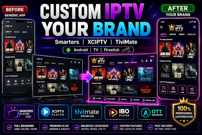 Brand your iptv app with logo for smarters xciptv ibo player tivimate ...