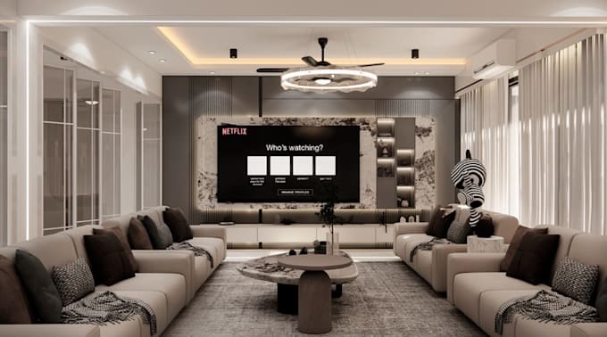 render 3d residential apartment,living room,elegant dining,interior layout,ikea
