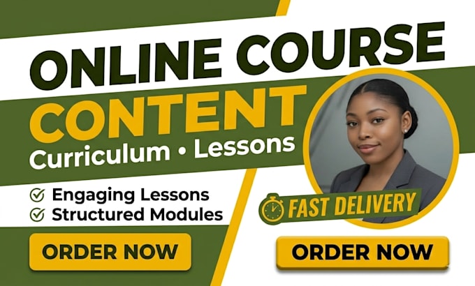 create online course content and curriculum for elearning, training manual
