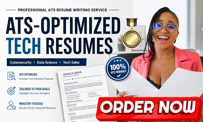 write cybersecurity analyst, data science, and tech sales ats resumes and CV